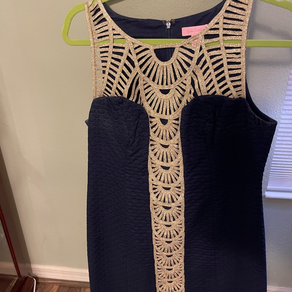 Lilly Pulitzer Navy Dress with Gold Accents